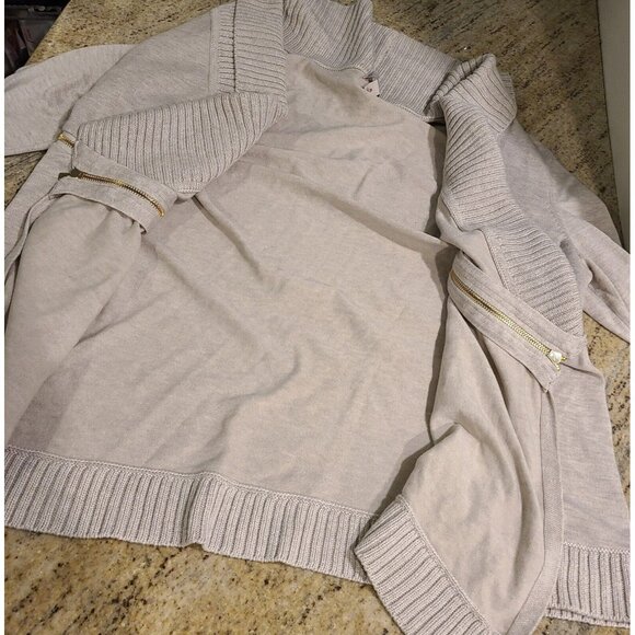 Dress Barn Woman XL Open Front Asymmetrical Hem Cardigan Sweater Zipper Accent - Picture 7 of 15